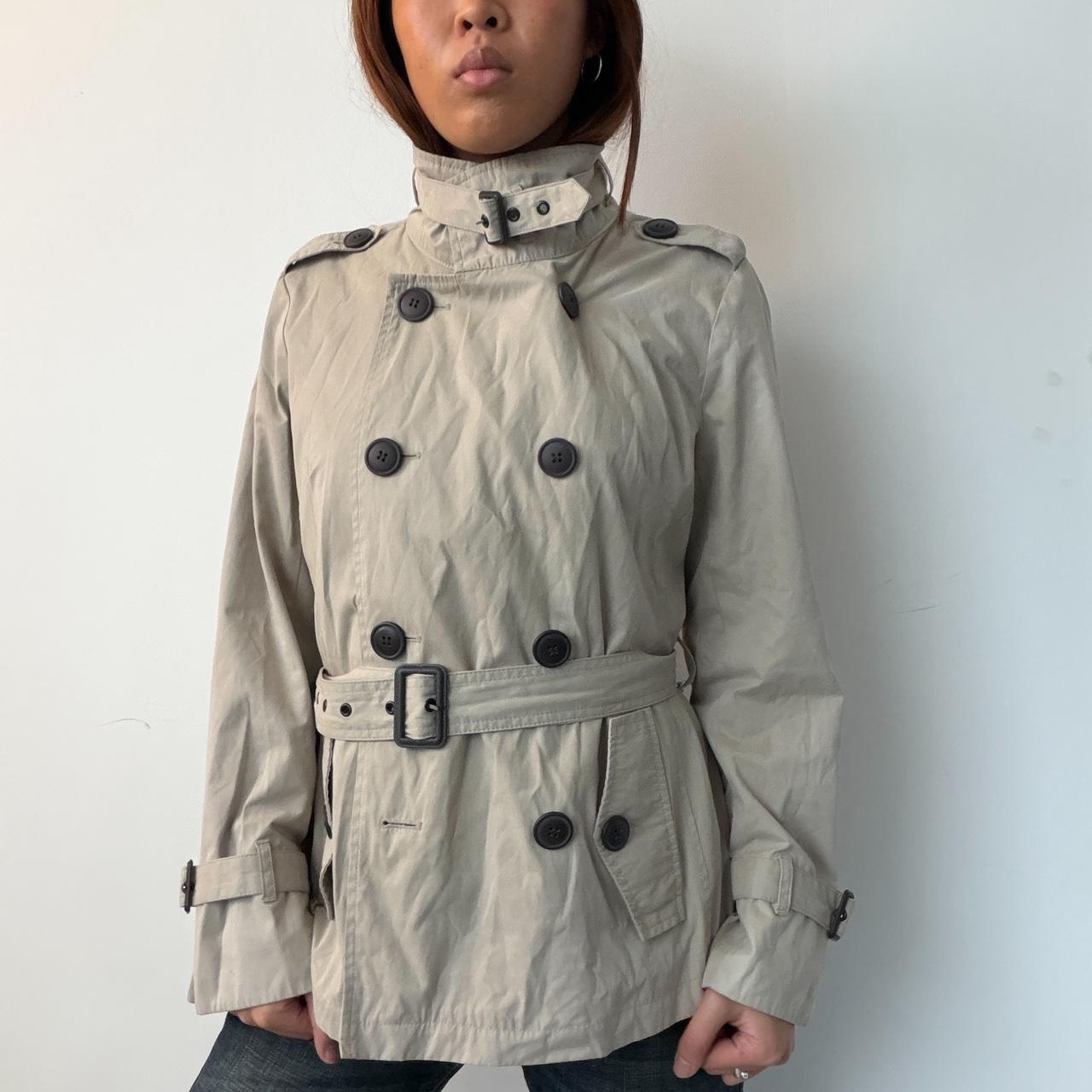 Vintage Beige Funnel Neck Trench