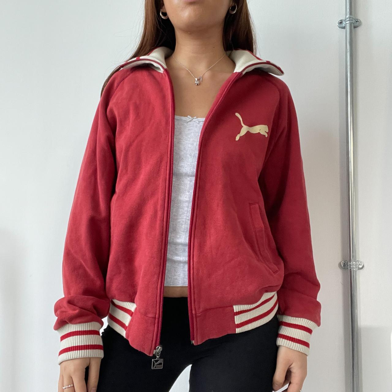Red And White Contrast Puma Track Jacket