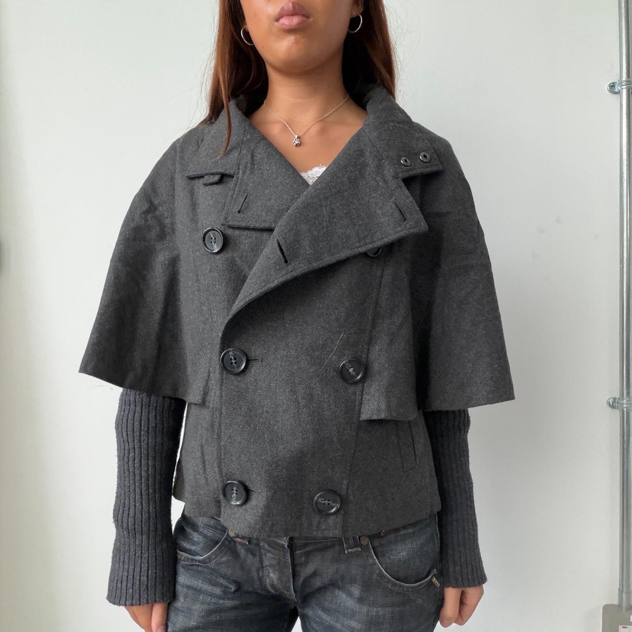Vintage Grey Wool Cape Jacket