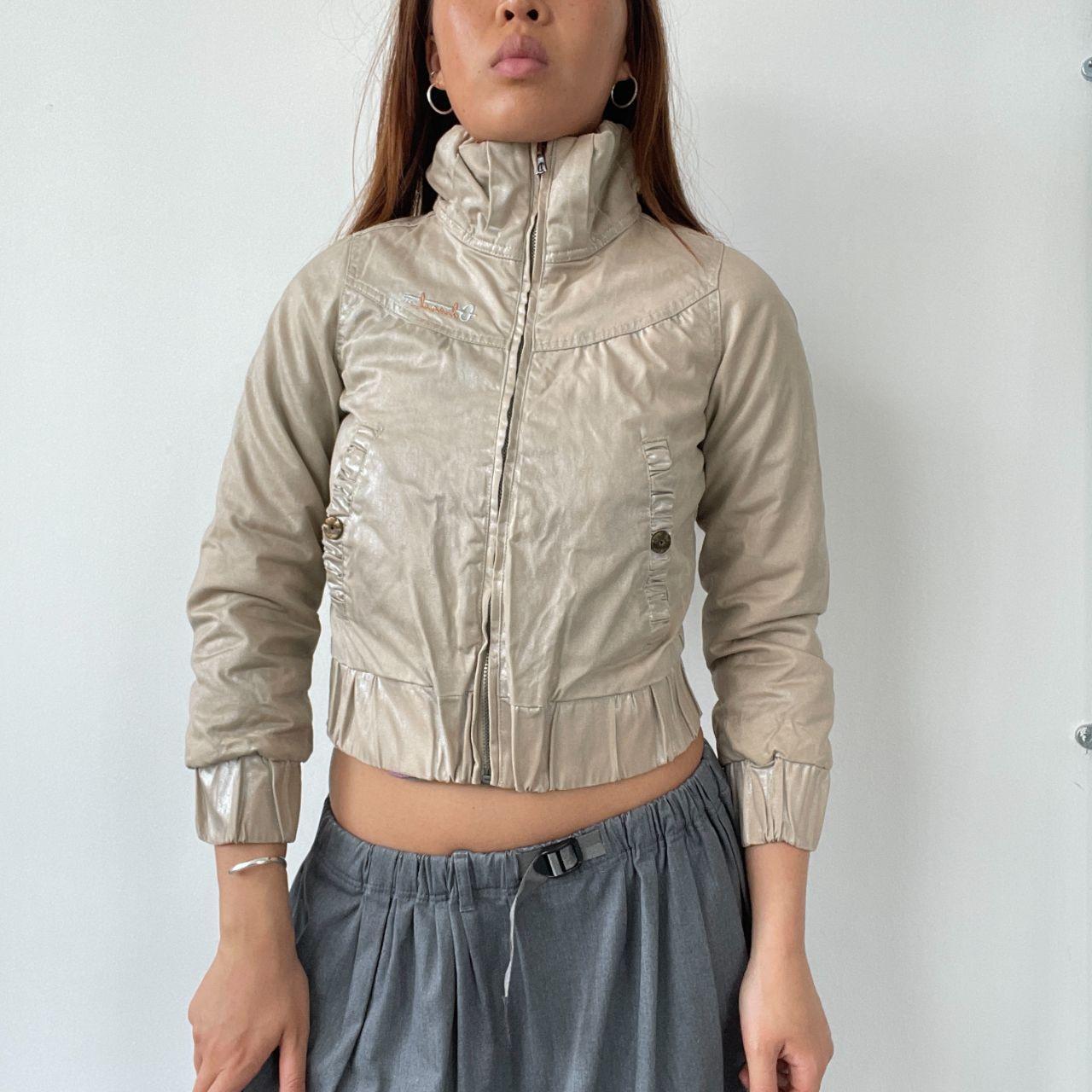 Beige Cropped Cargo Jacket