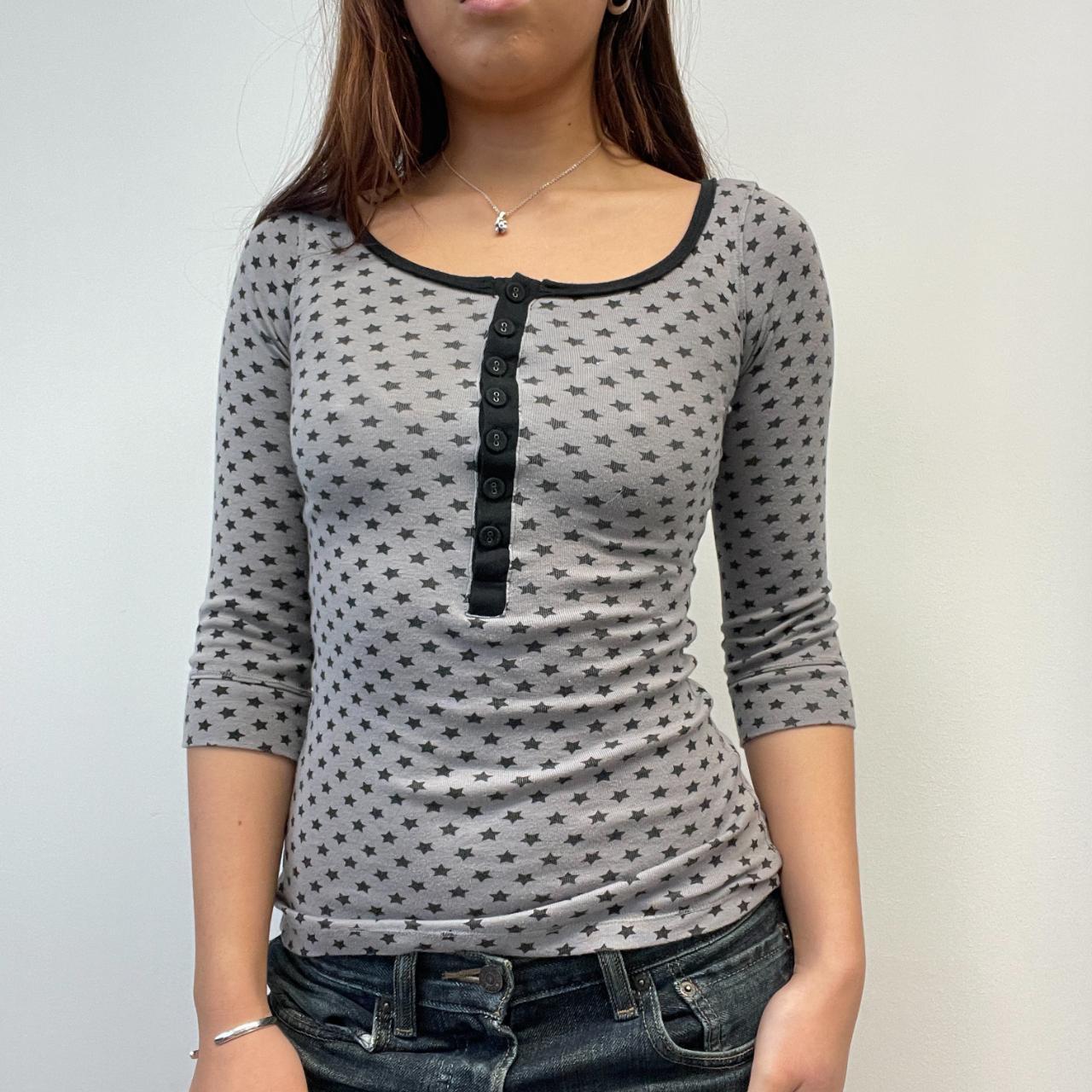 Grey Star Pattern Top