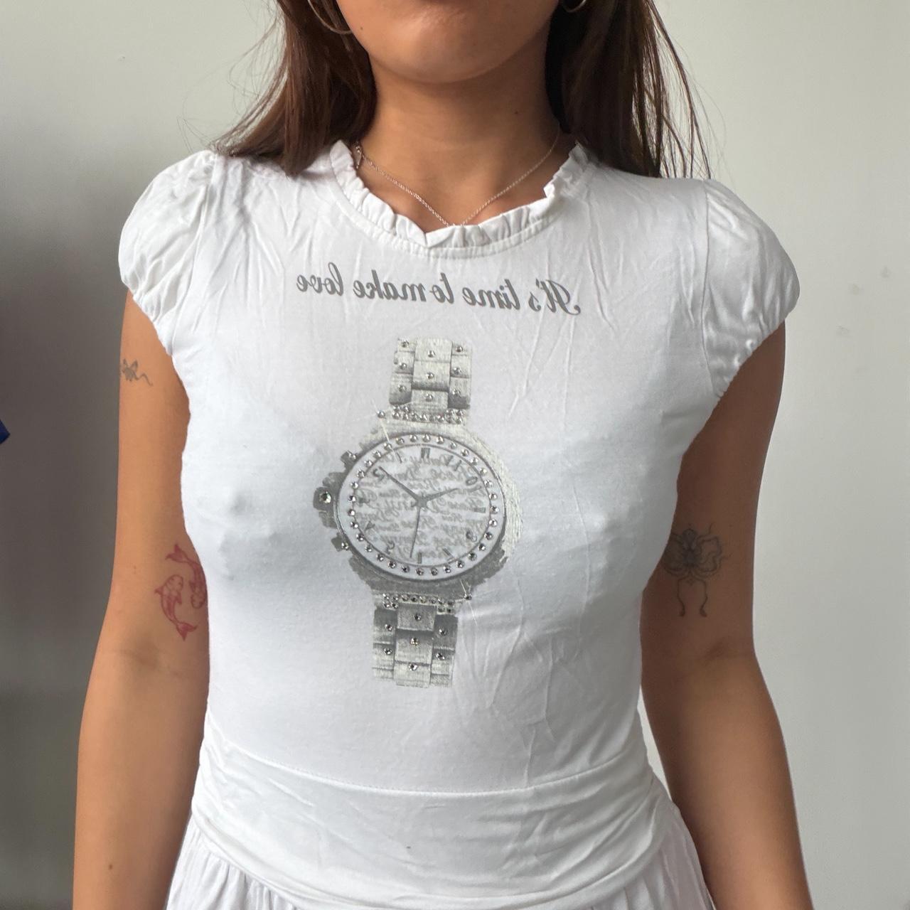 Vintage White Graphic Print Top