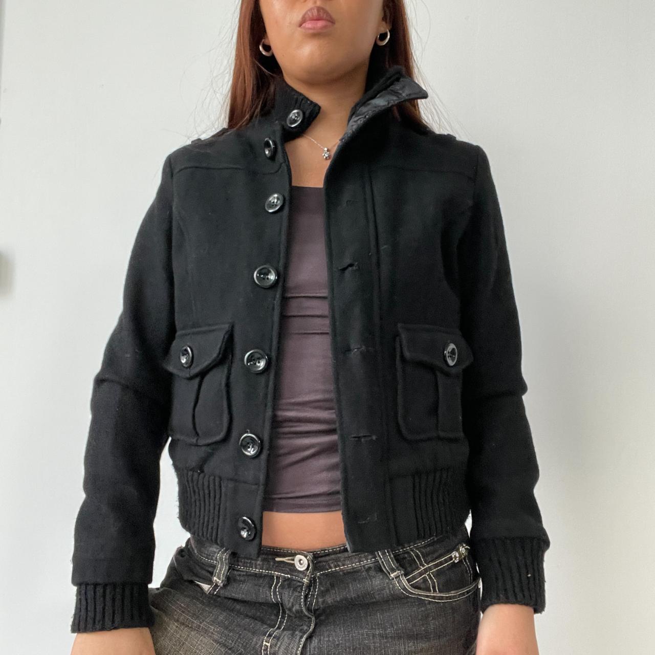 Black Wool Bomber Jacket