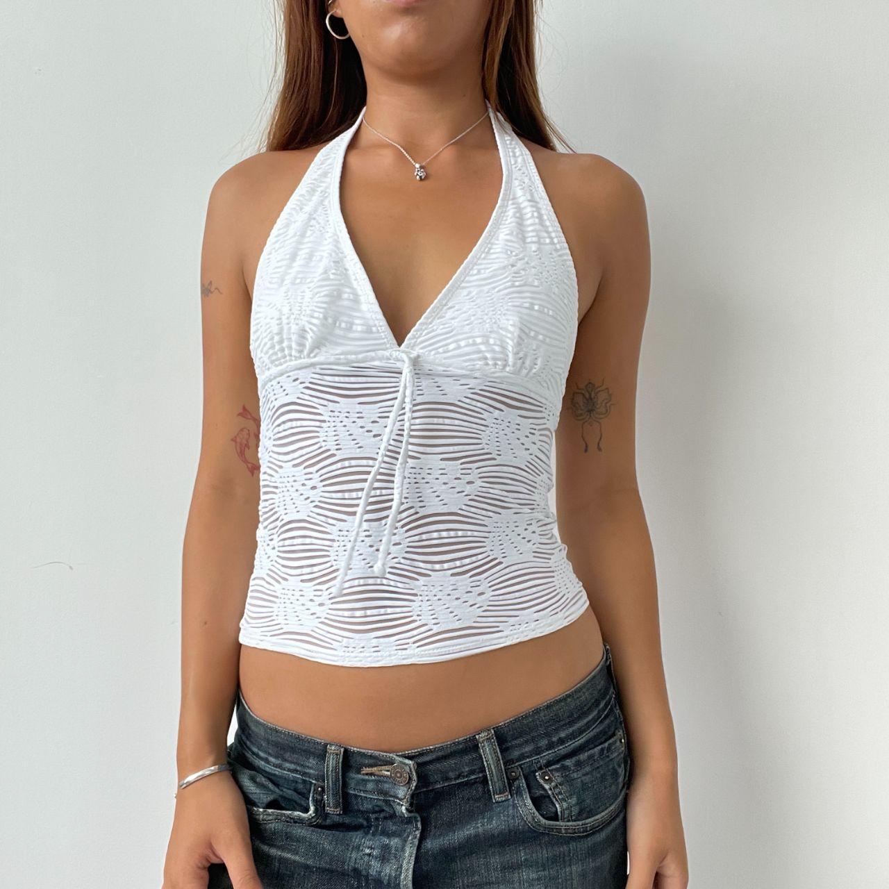 Vintage White Halter Neck Top