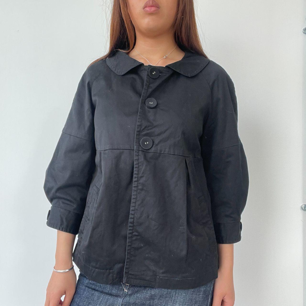 Black Boxy Pleated Peacoat