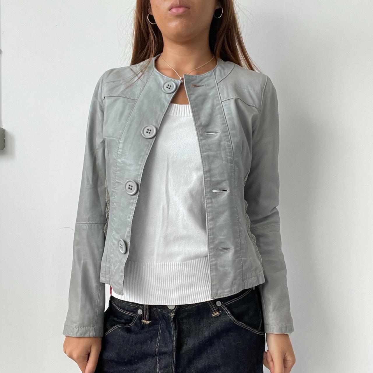Vintage Grey Leather Jacket