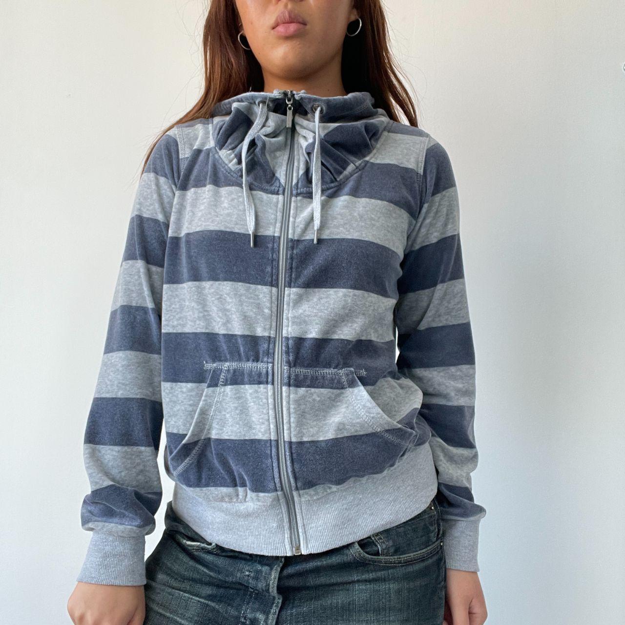 Navy/Grey Velour Stripy Jumper
