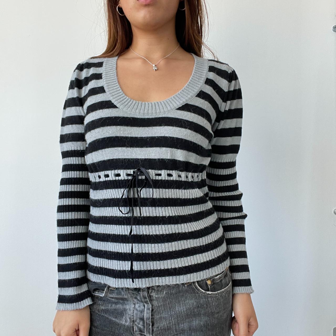 Black/Grey Stripy Knitted Jumper