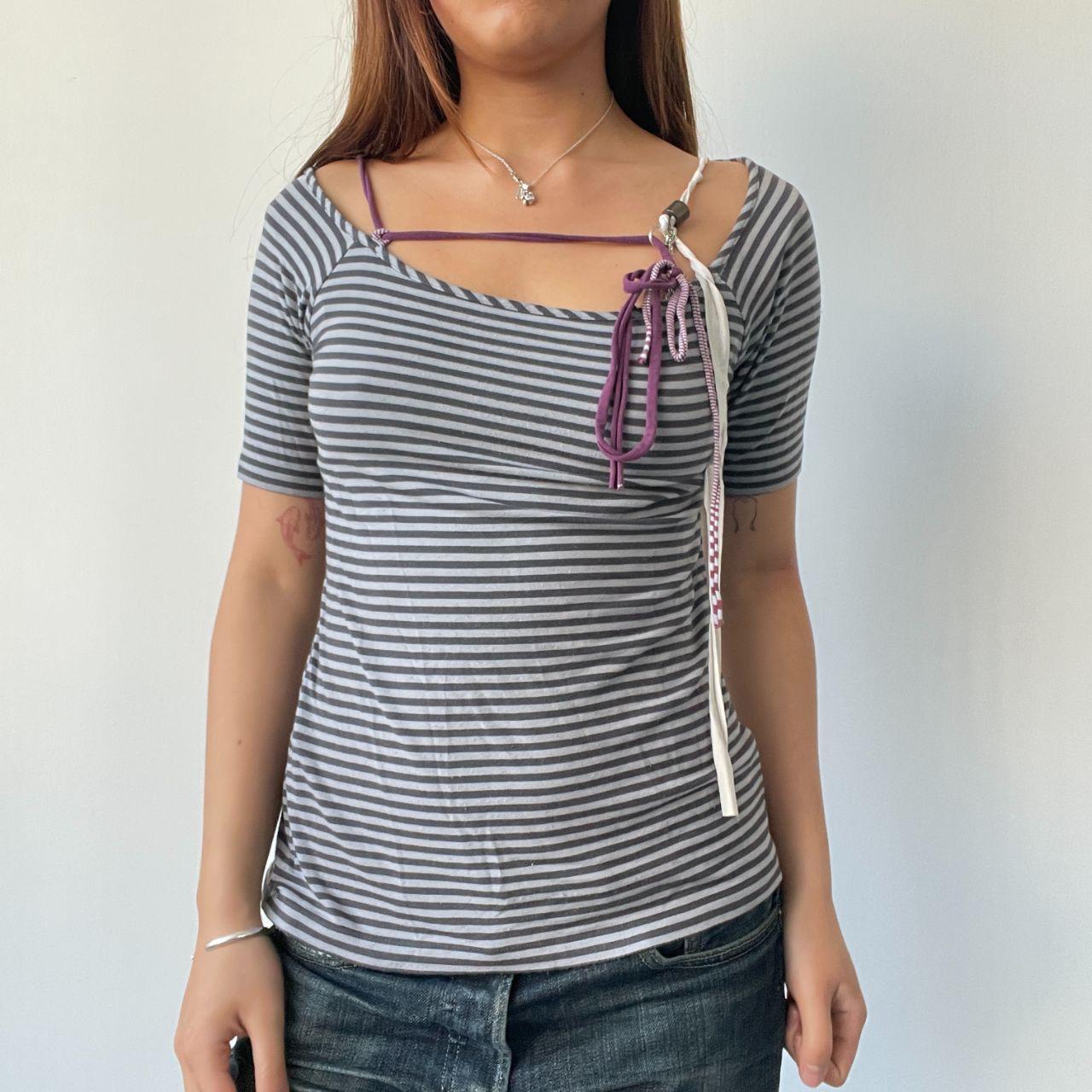 Grey Stripy Cop Copine Top