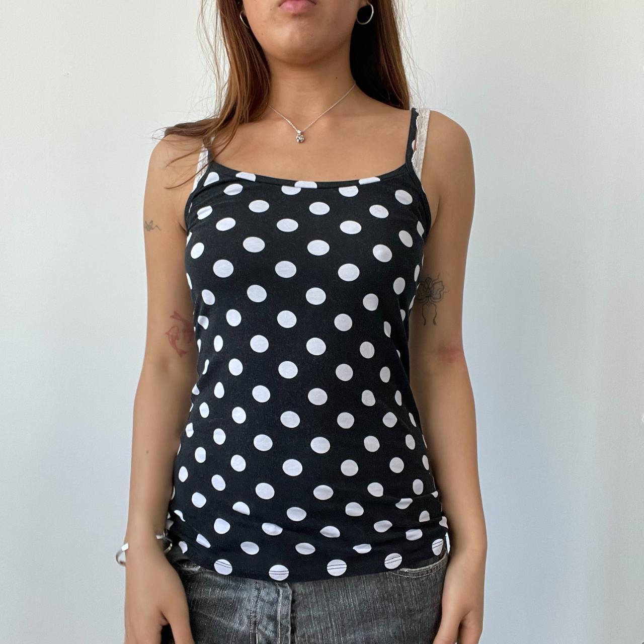 Black/White Polka Dot Vest Top