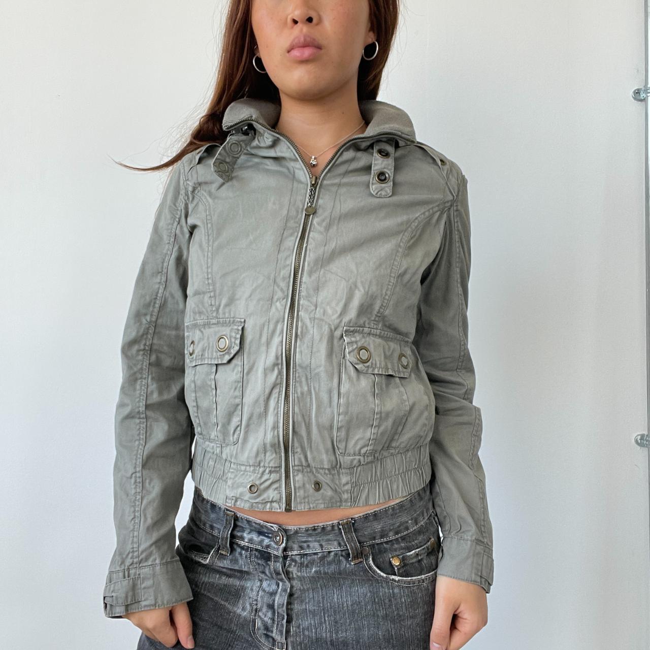 Khaki Green Utility Cargo Jacket