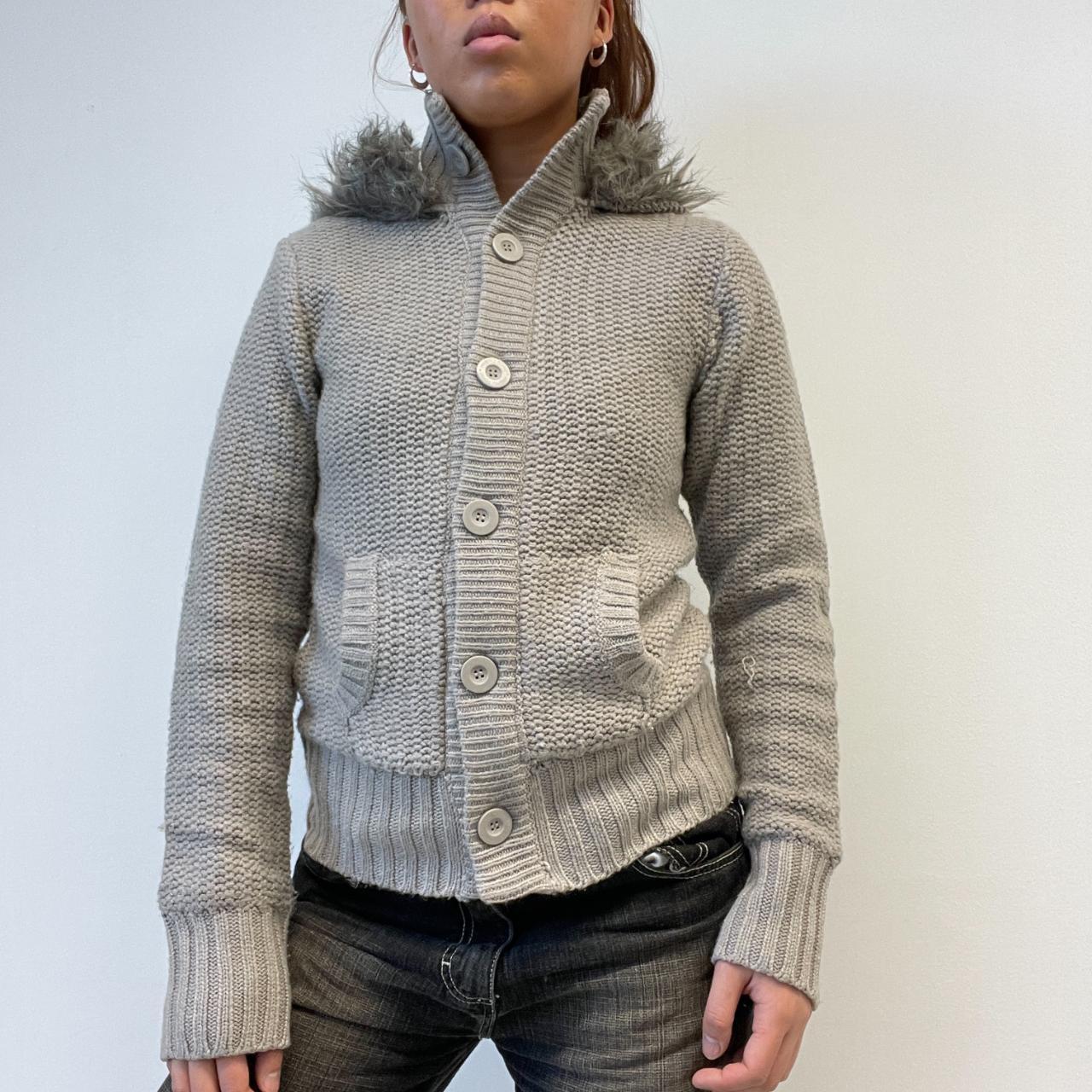 Beige Knit Hooded Jumper