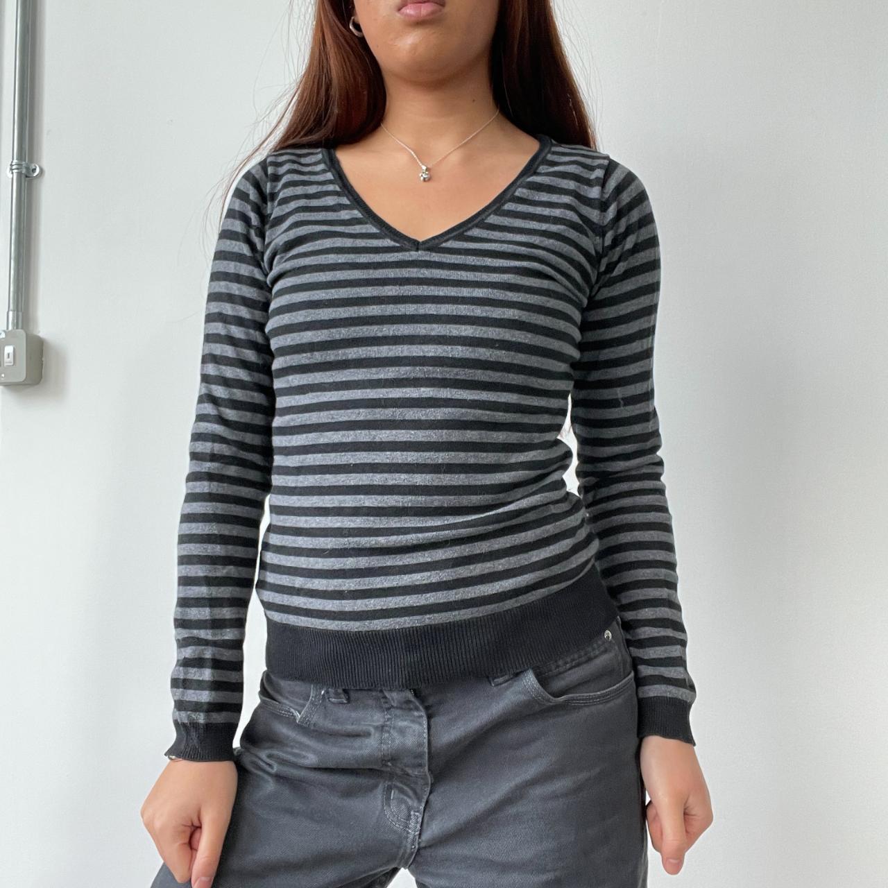 Black/Grey Stripy Knit Jumper