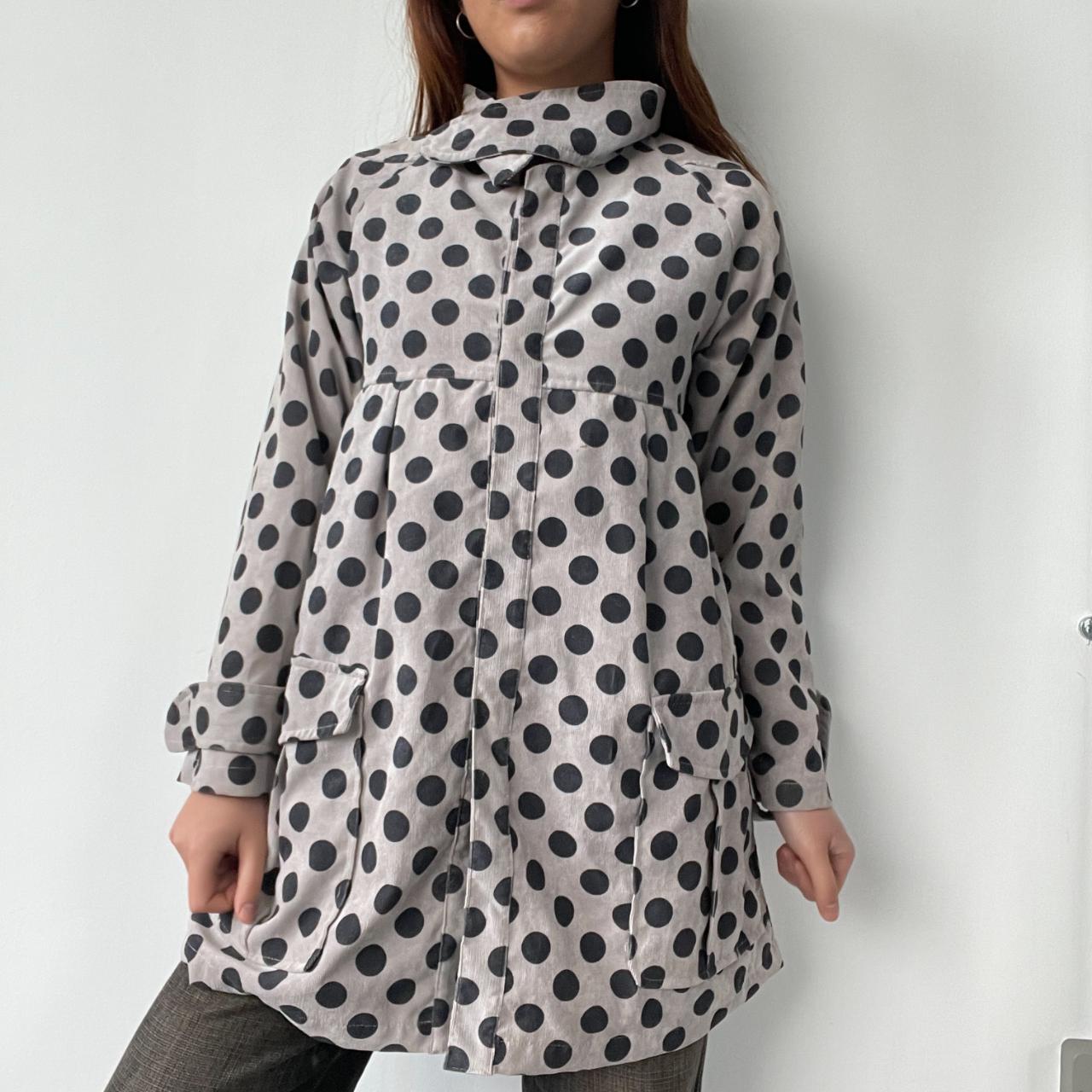 Grey Polka Dot Peplum Coat