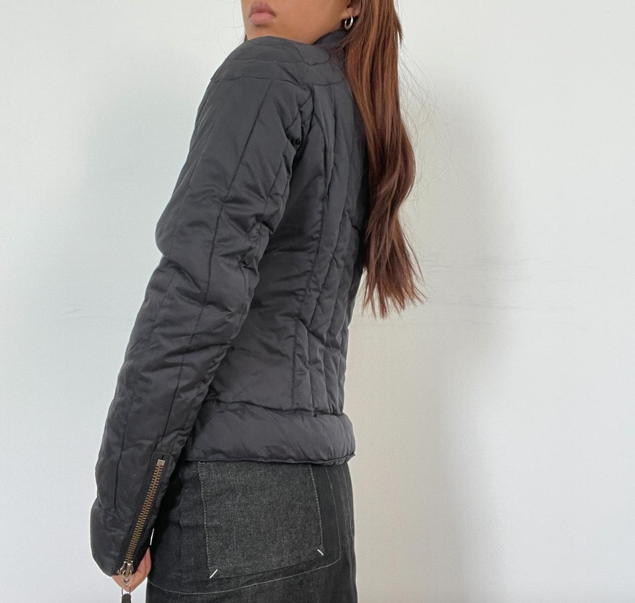 Vintage Black Zip Up Puffer Jacket