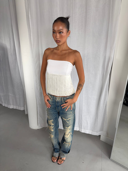 Vintage Bandeau Fringe Top