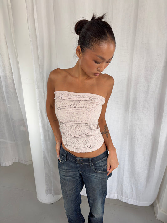 Vintage Baby Pink Lace Bandeau
