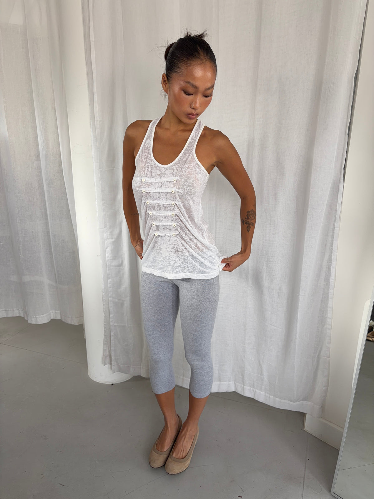 Vintage White Military Top