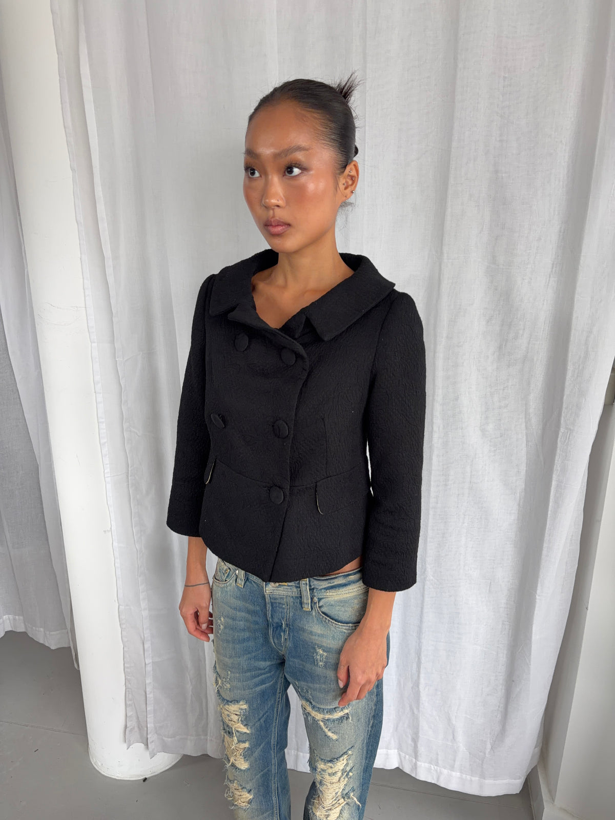 Vintage Black Fitted Peacoat