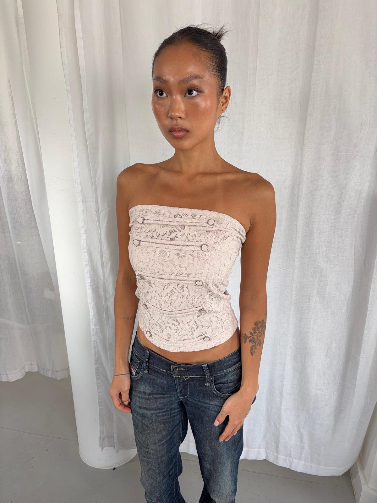 Vintage Baby Pink Lace Bandeau