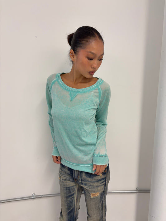 Vintage Blue Sheer Top