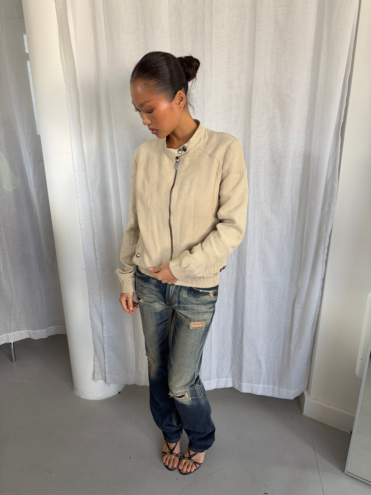 Vintage Beige Suede Jacket