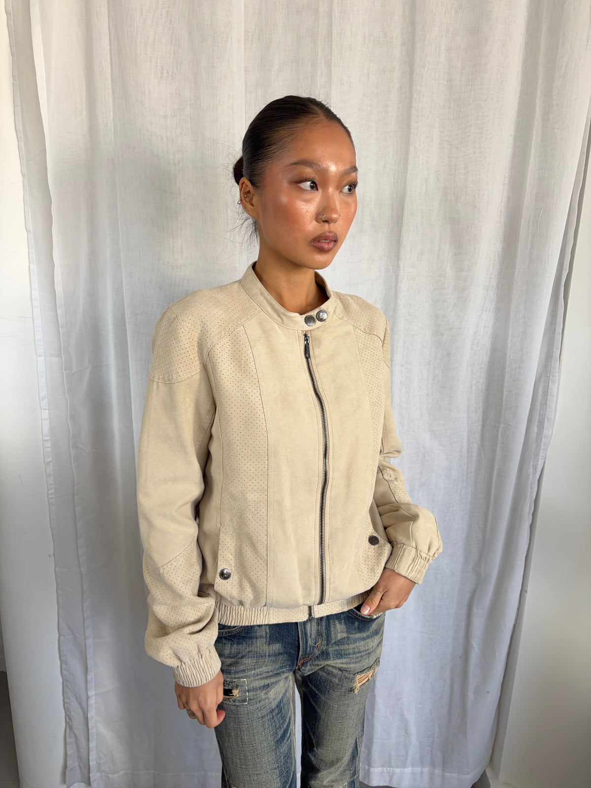 Vintage Beige Suede Jacket