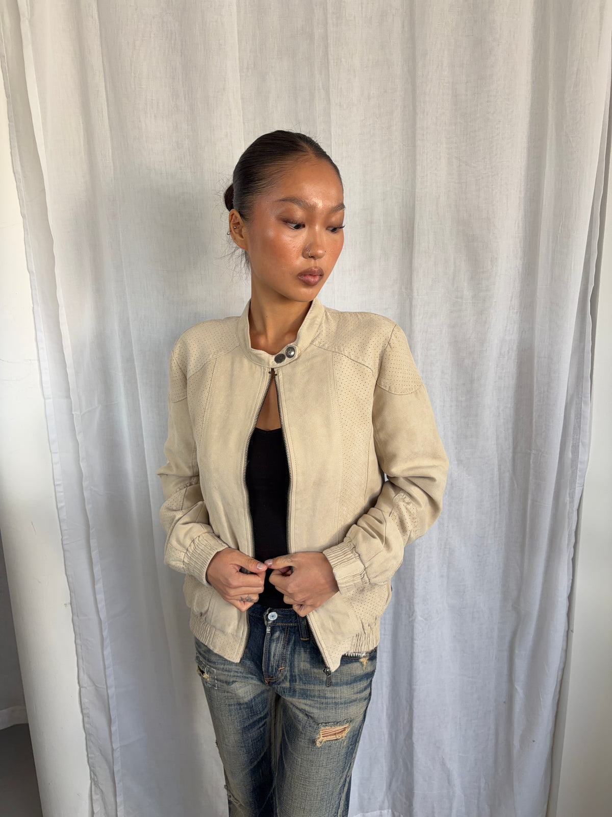 Vintage Beige Suede Jacket