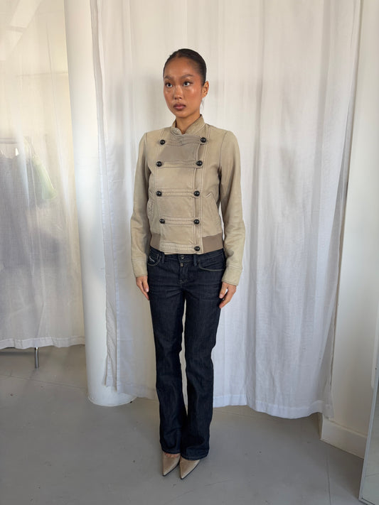 Vintage Leather Military Style Jacket