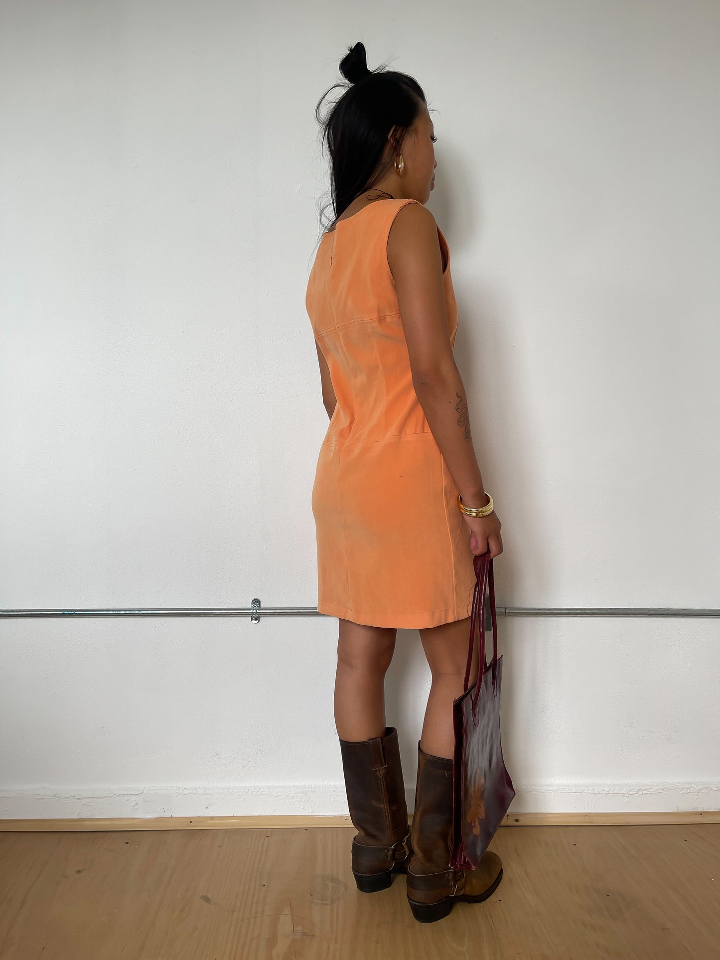 Vintage Velour Orange Shift Dress