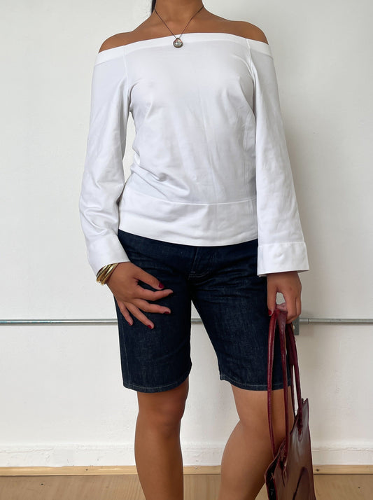 Vintage White Bardot Long Sleeve