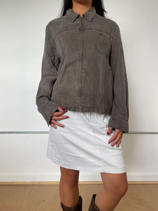 Vintage Khaki Zip Up Jacket