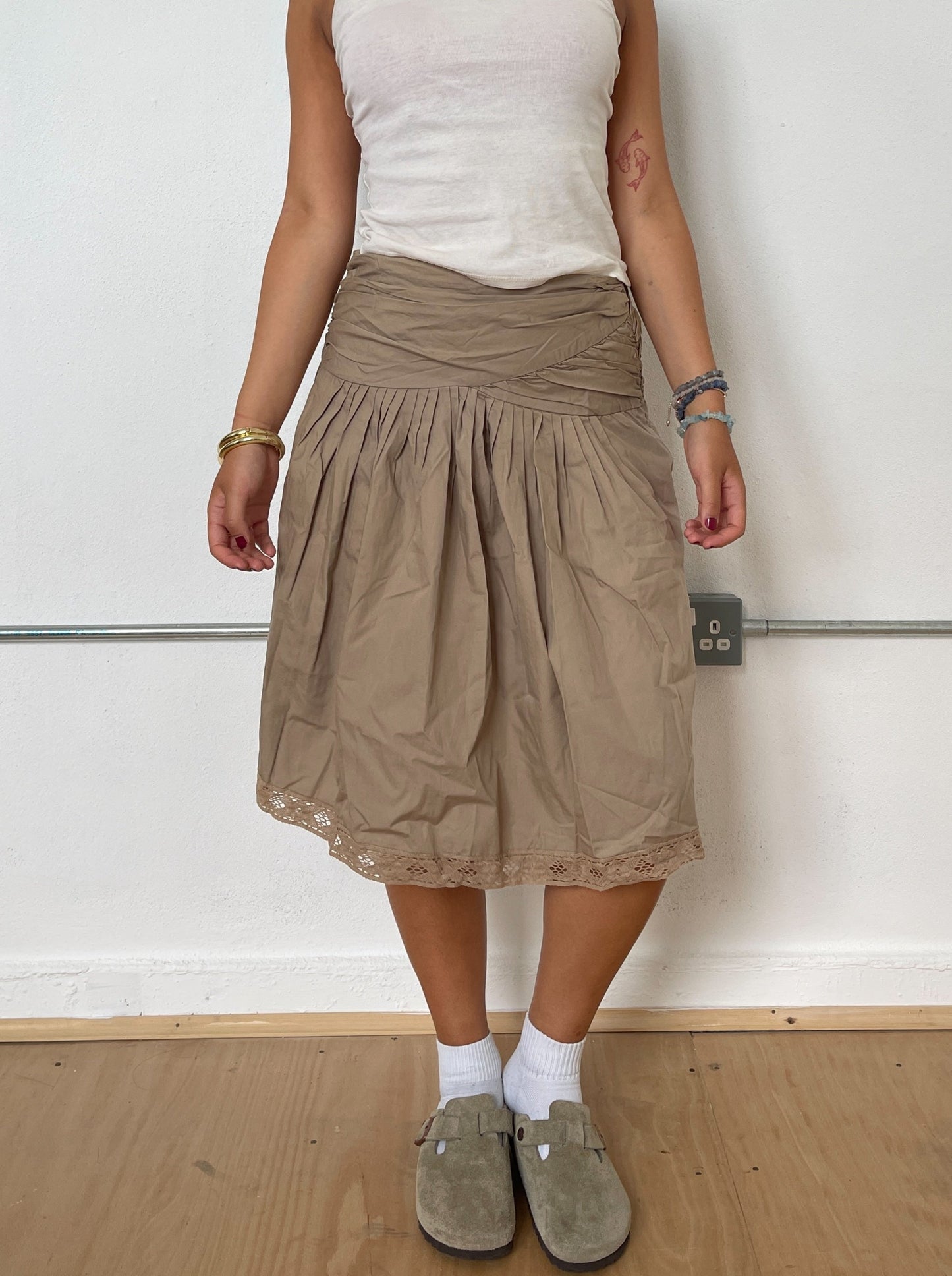 Vintage Beige Midi Skirt
