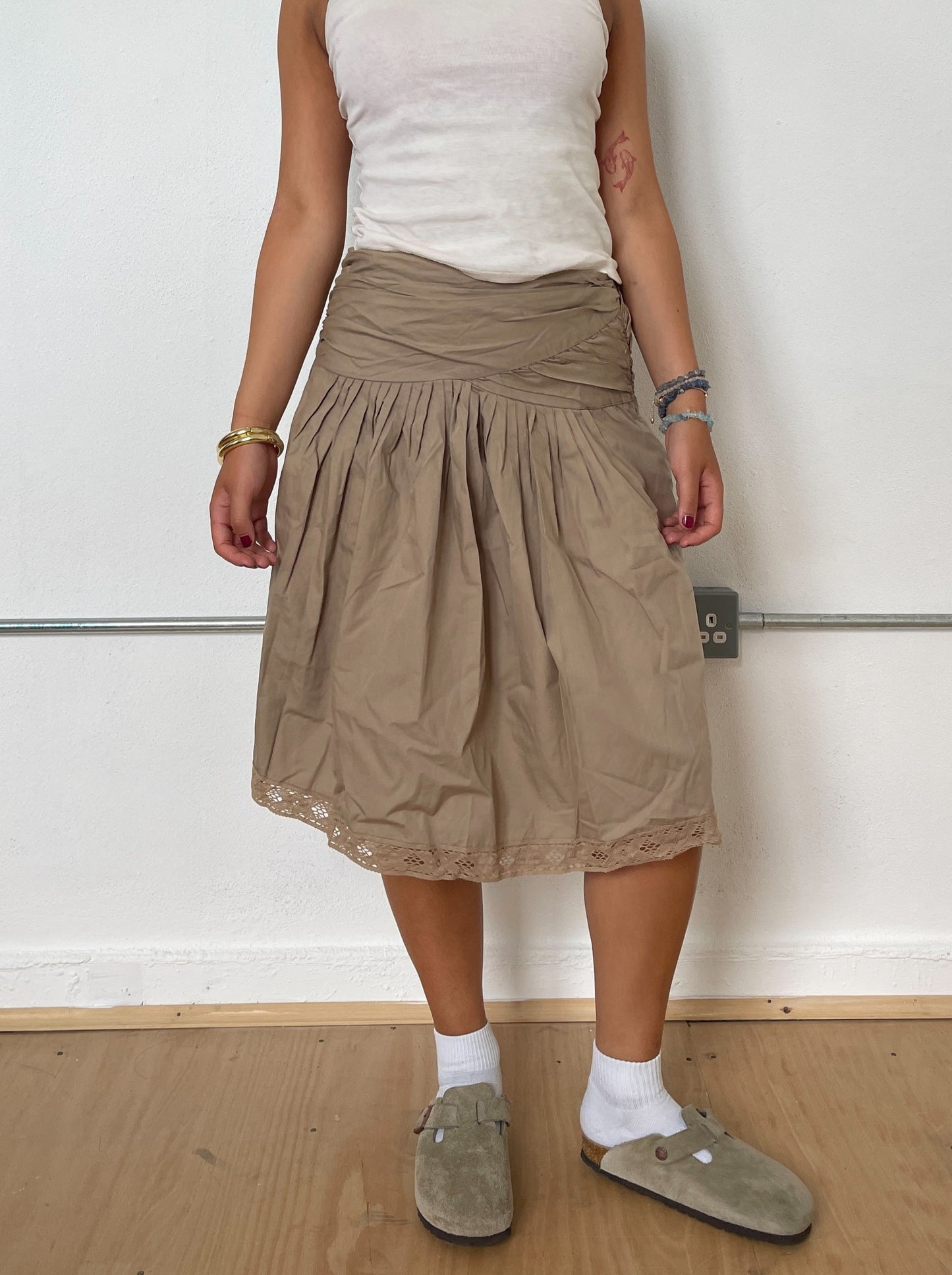 Vintage Beige Midi Skirt