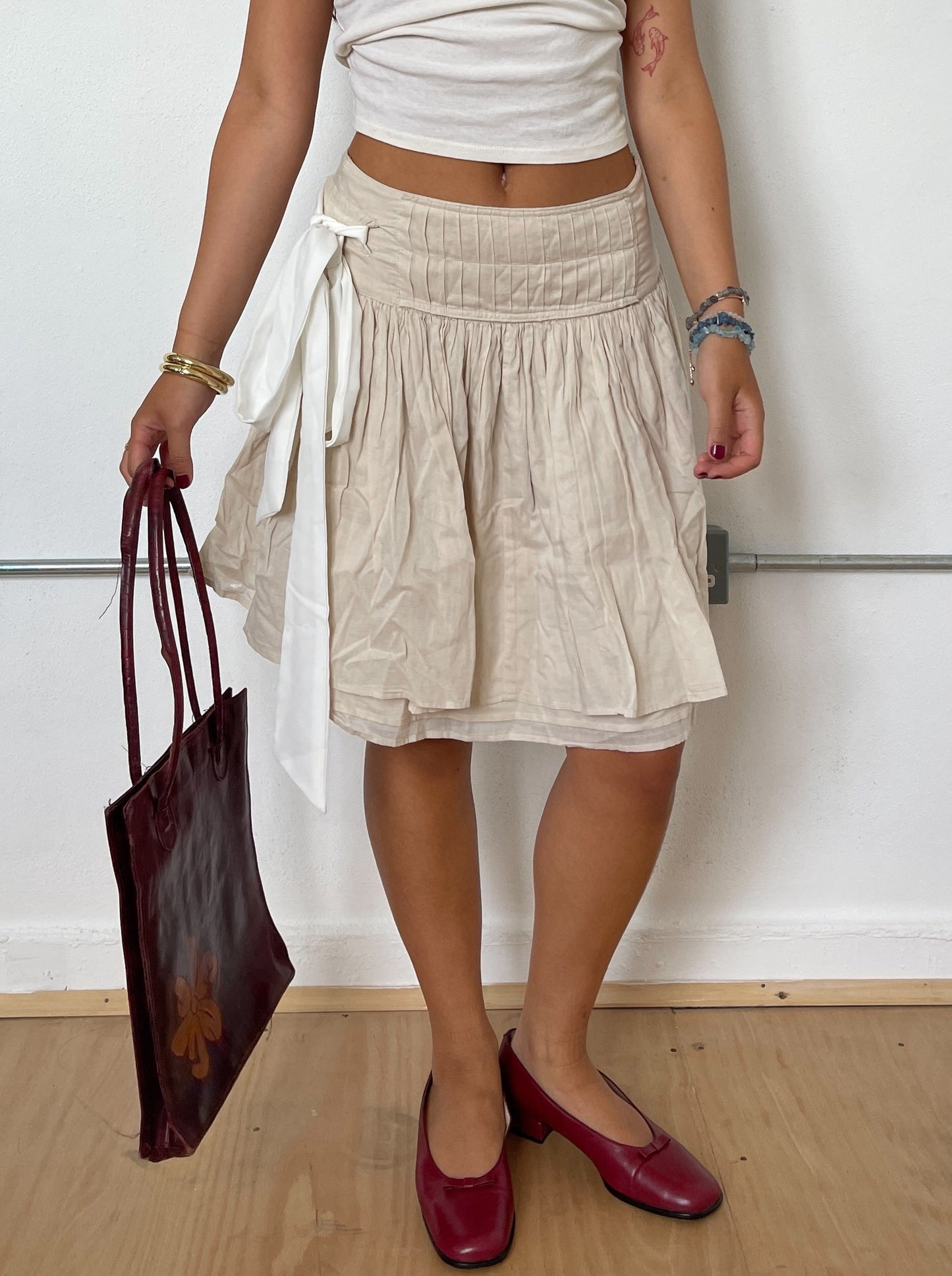 Vintage Beige Midi Skirt