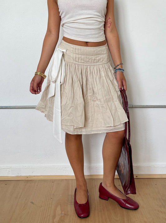 Vintage Beige Midi Skirt
