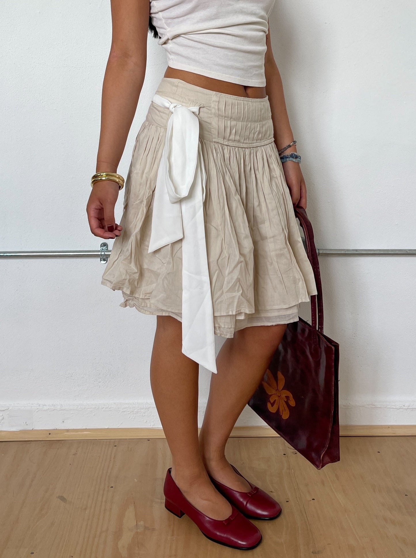 Vintage Beige Midi Skirt