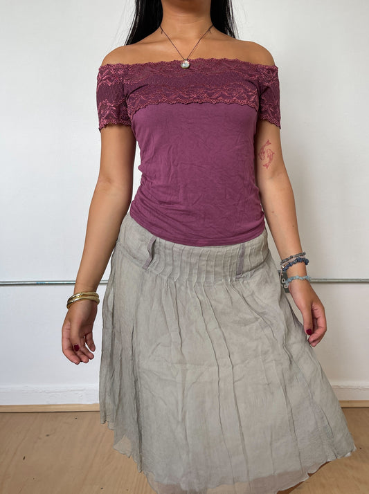 Vintage Purple Lace Bardot Top