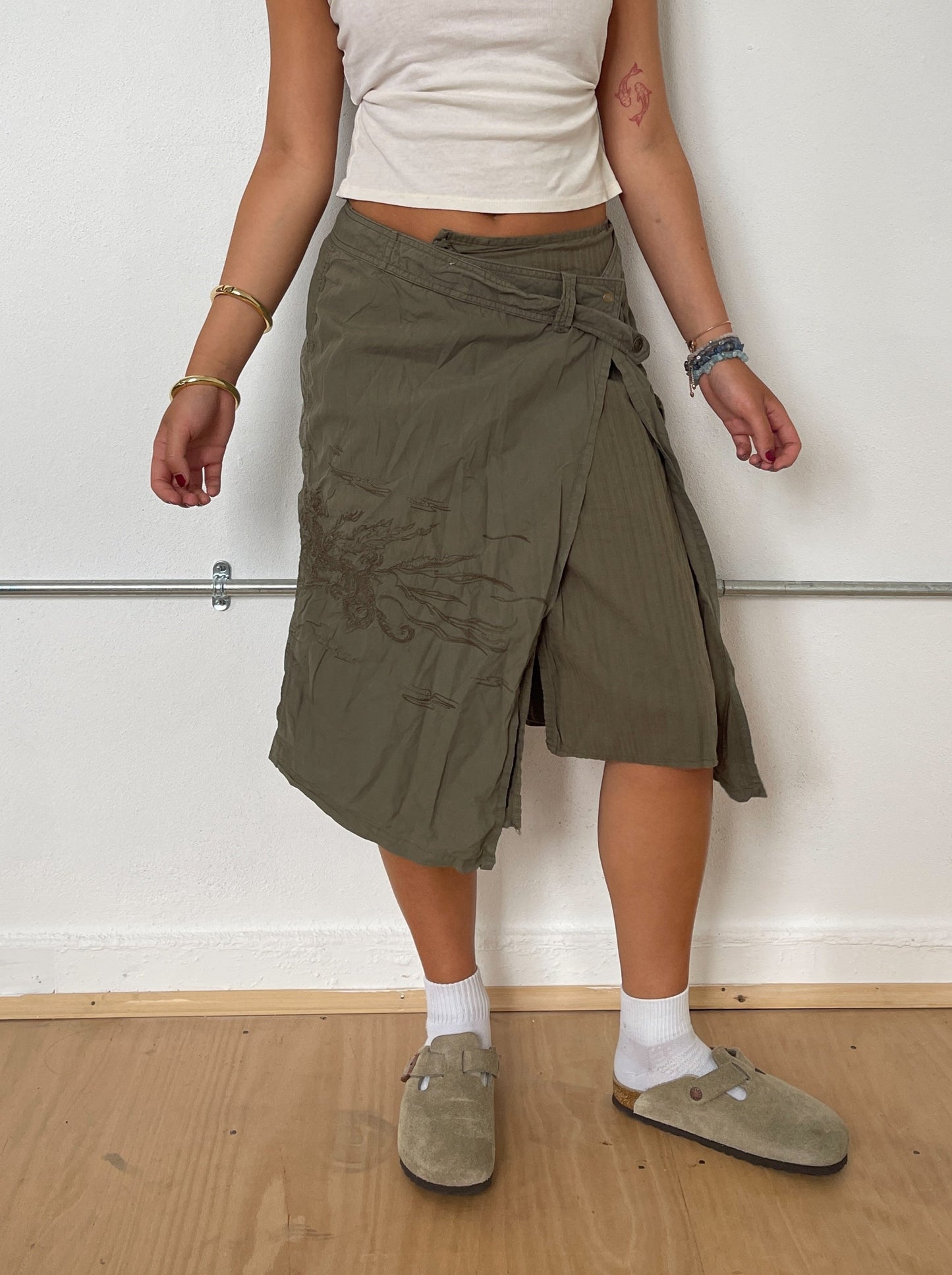 Vintage Khaki Wrap Around Skirt