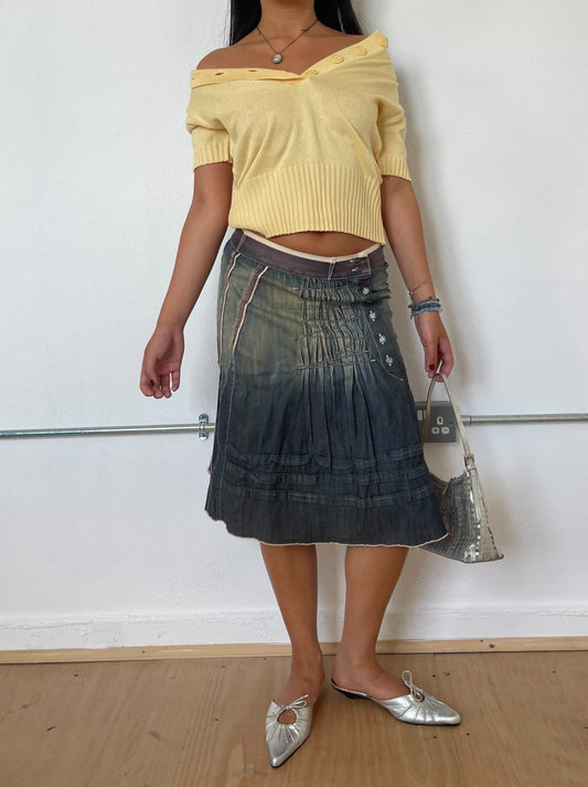Vintage Denim Midi Skirt