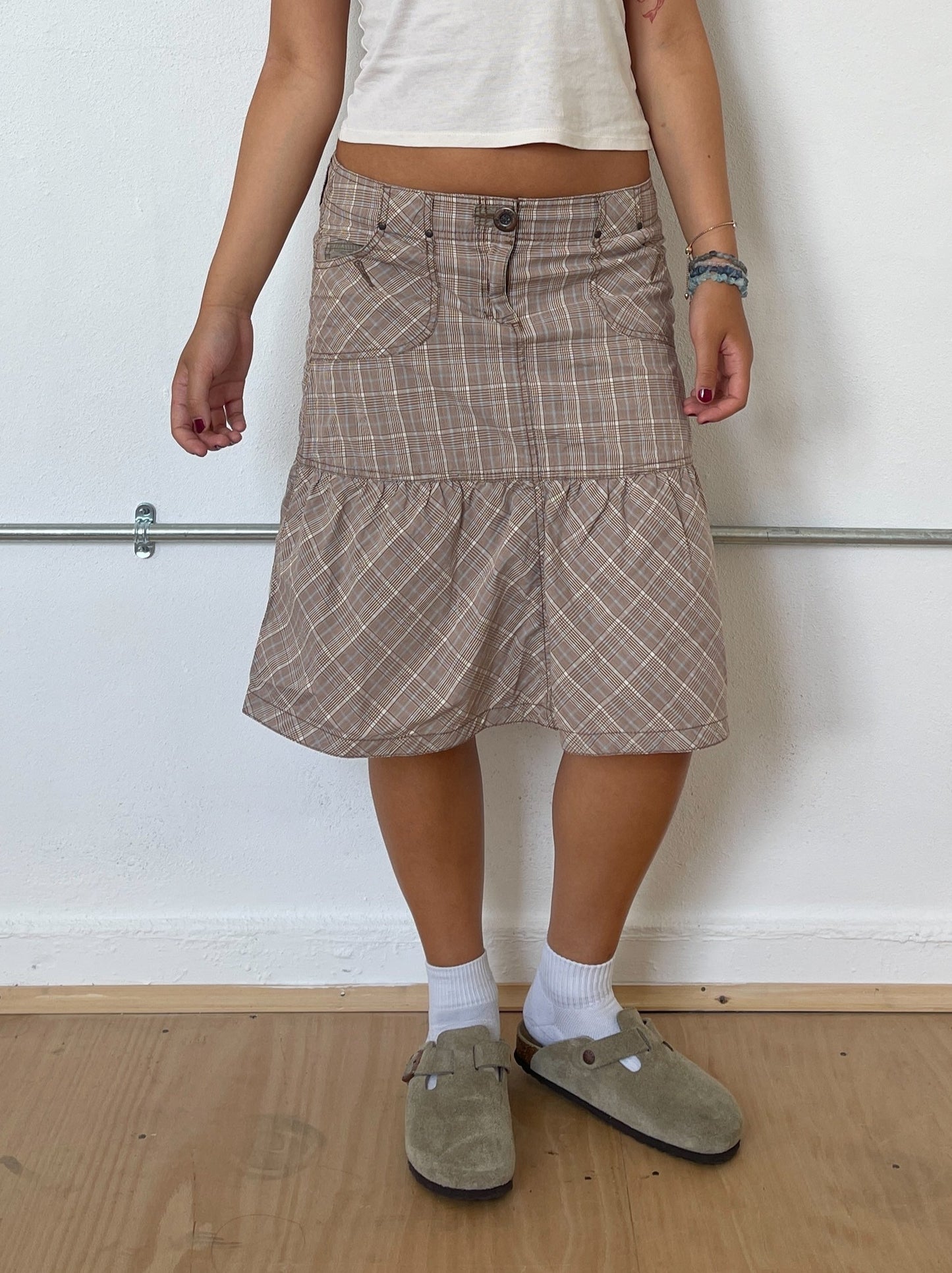 Vintage Checkered Midi Skirt