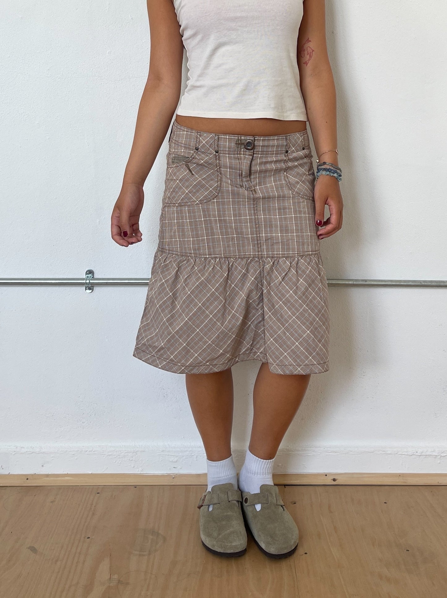 Vintage Checkered Midi Skirt