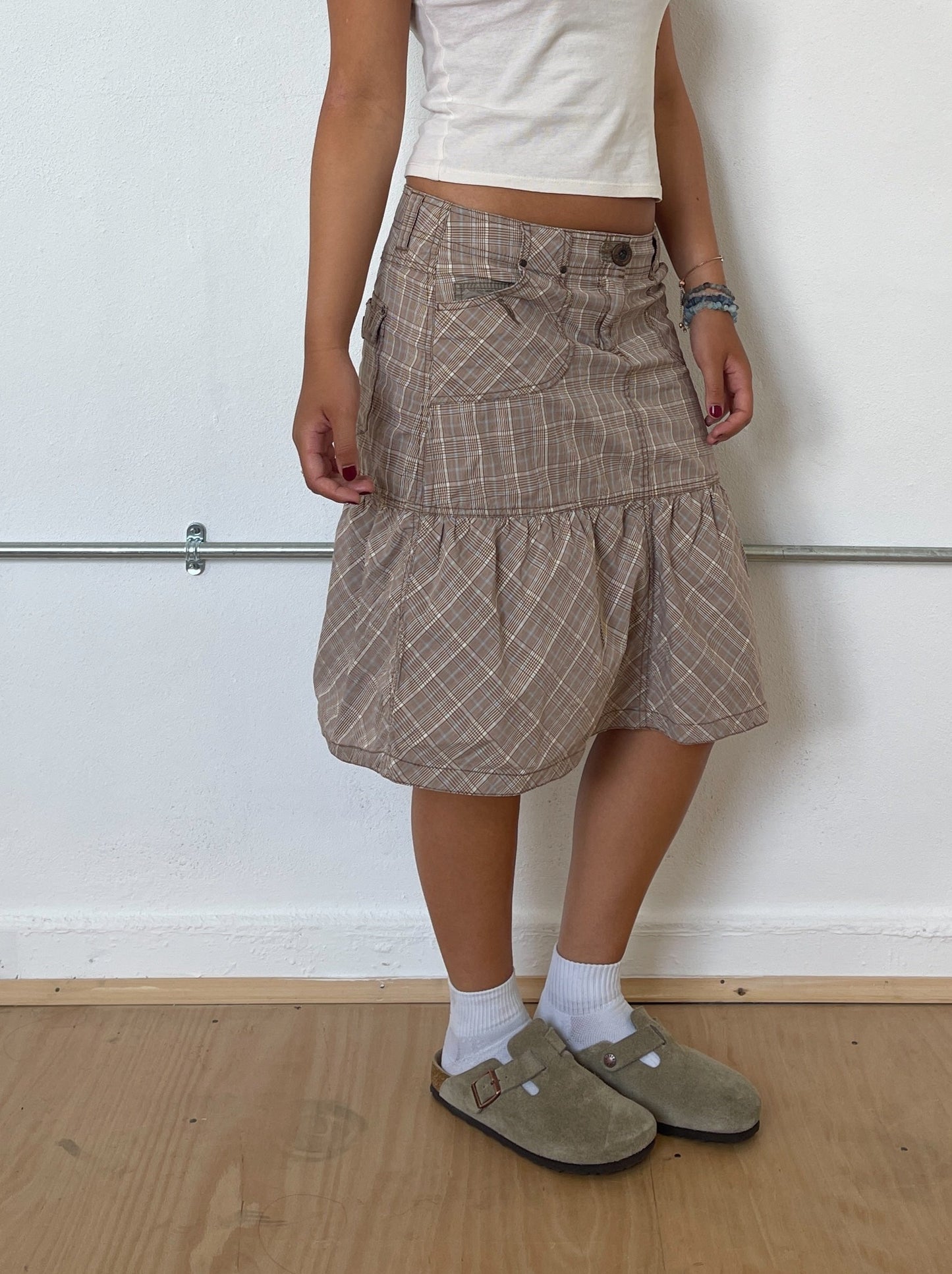 Vintage Checkered Midi Skirt