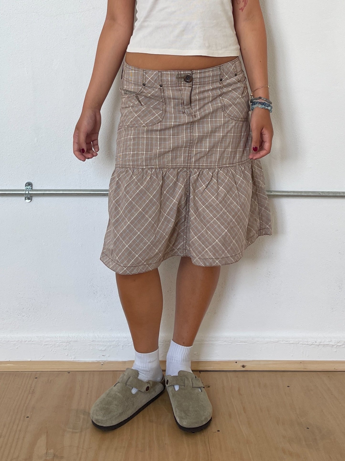 Vintage Checkered Midi Skirt