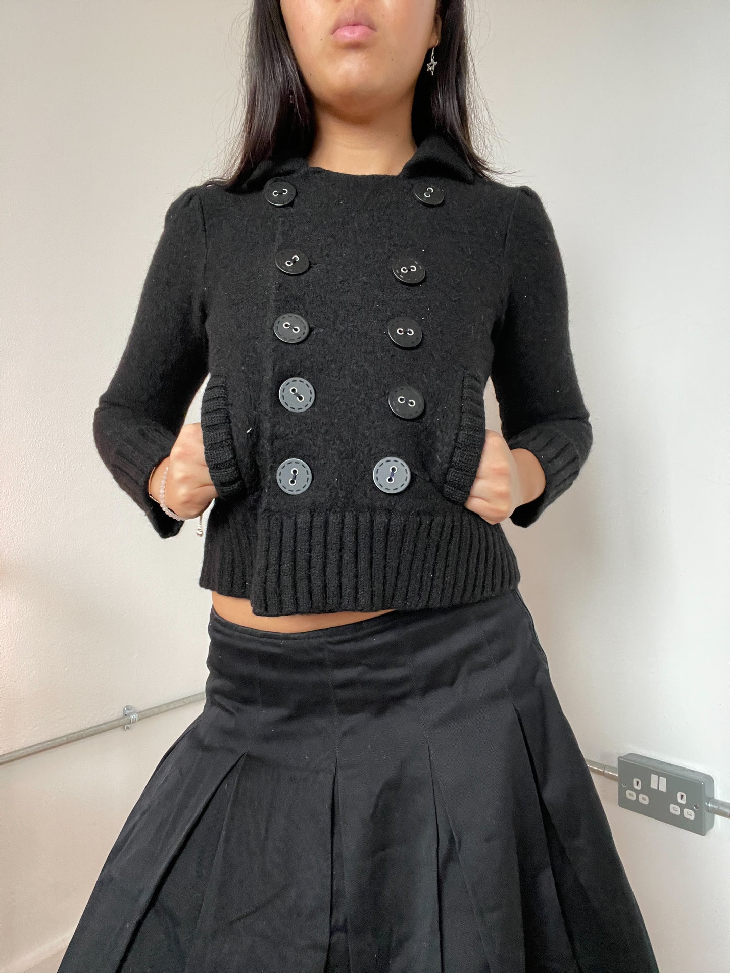Black double breasted jumper