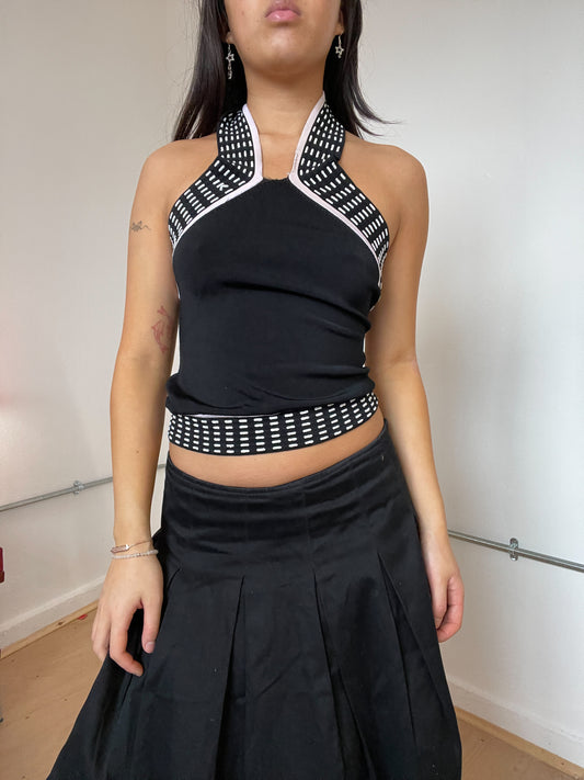 Black and baby pink halter top