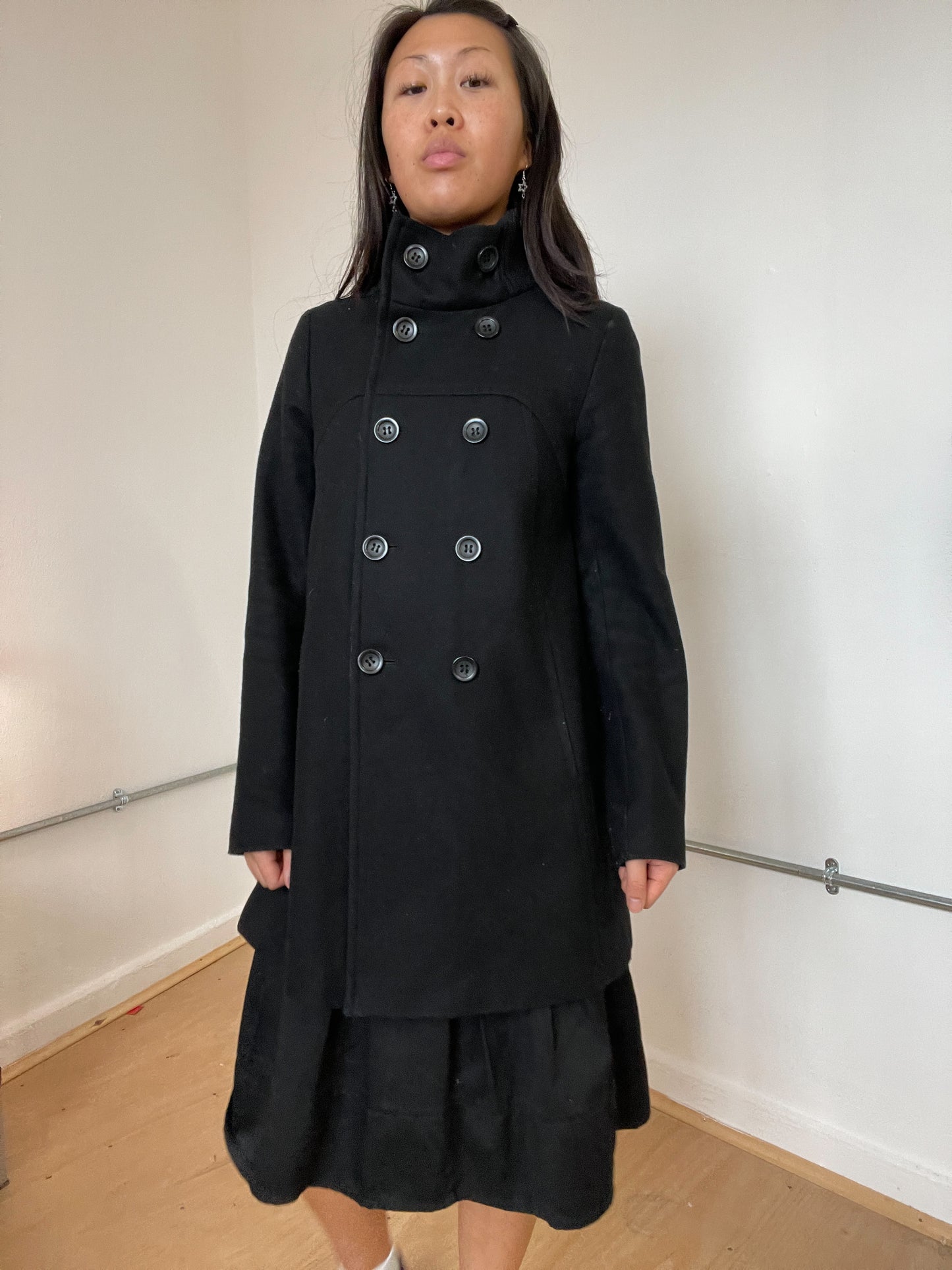 Black double breasted coat
