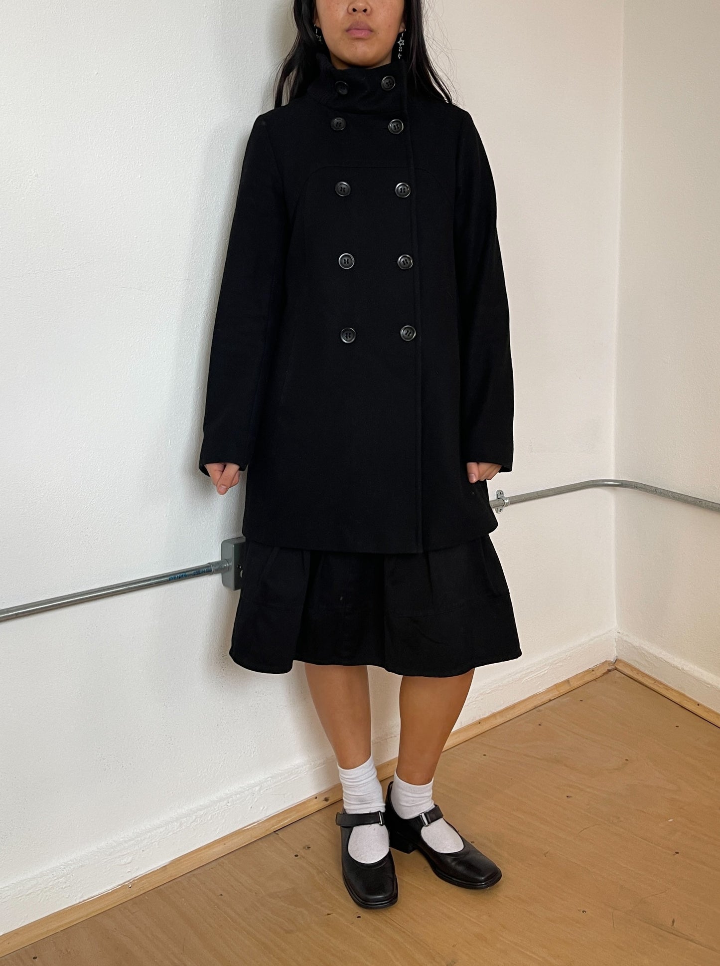 Black double breasted coat