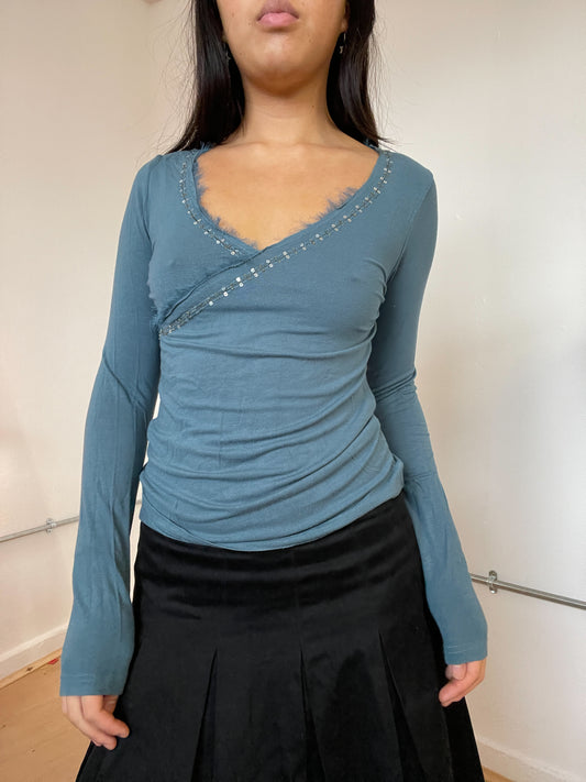 Blue long sleeve top