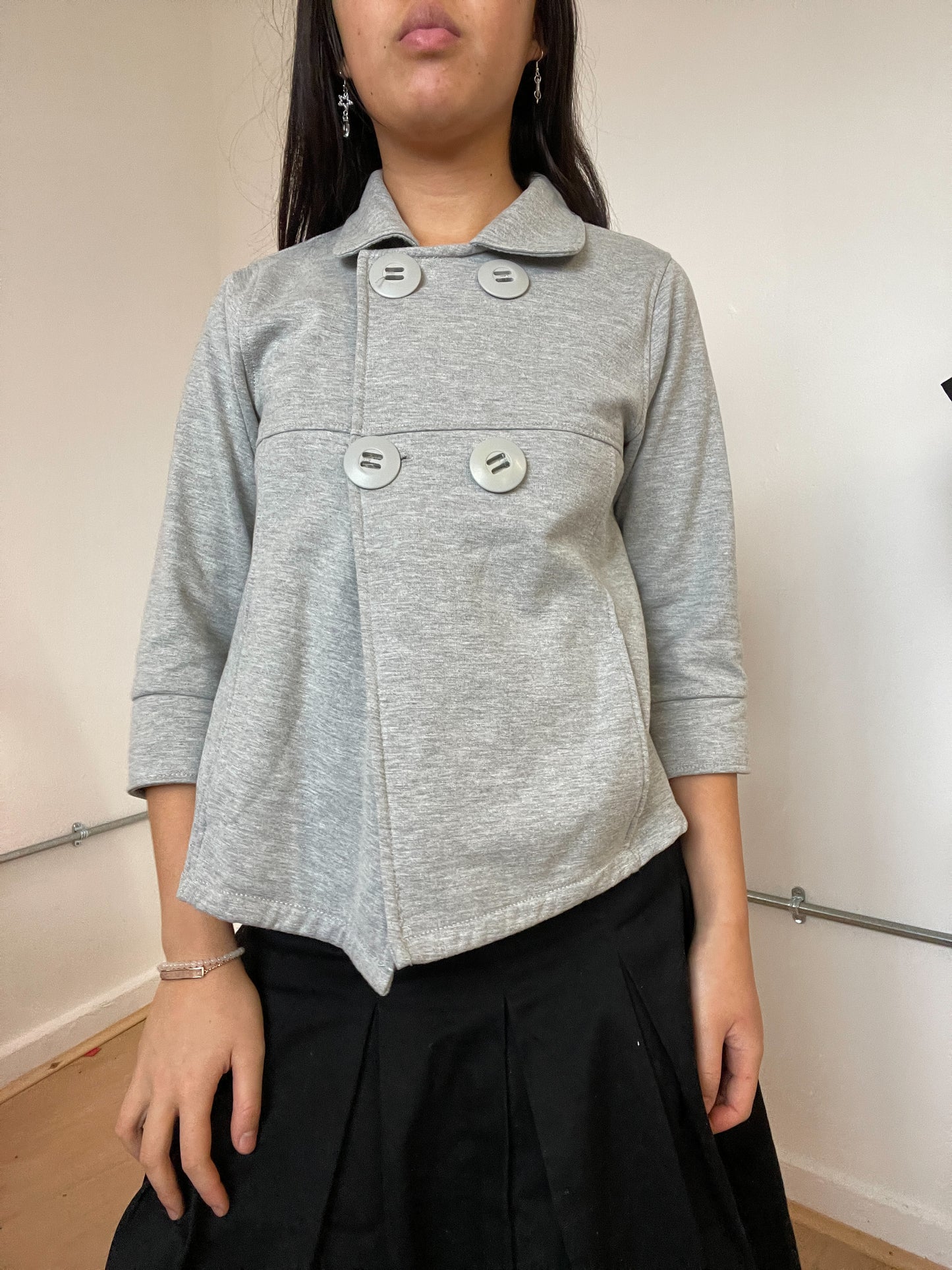 Grey double breasted jumper